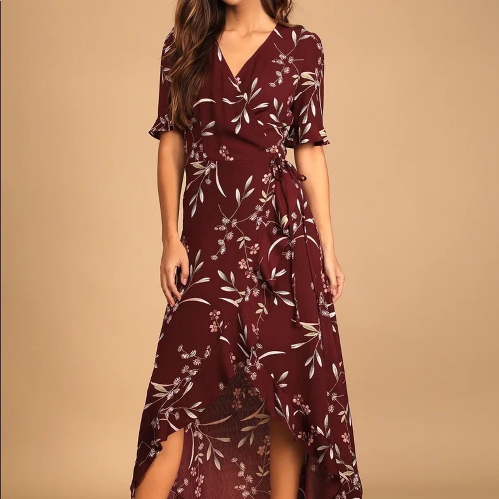 Burgundy wrap dress
